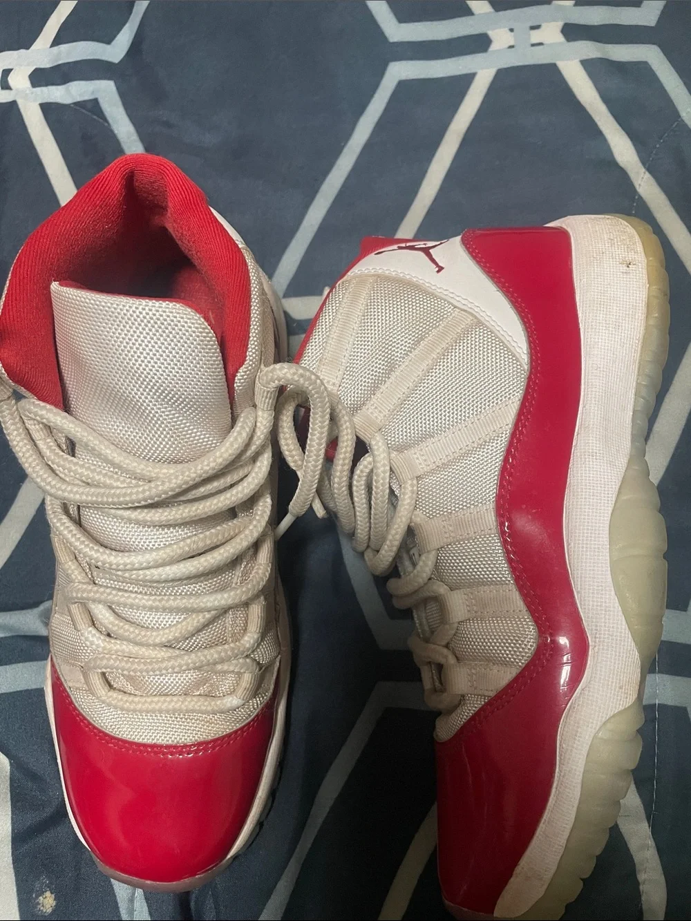 Jordan Men’s High-Top Sneakers in White and Red